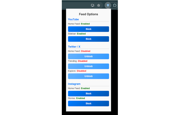 Block and Hide Feeds - YouTube, Instagram, Twitter (X) chrome谷歌浏览器插件_扩展第1张截图