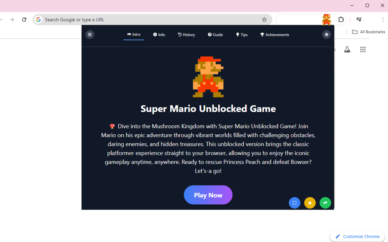 Super Mario Unblocked Game chrome谷歌浏览器插件_扩展第3张截图