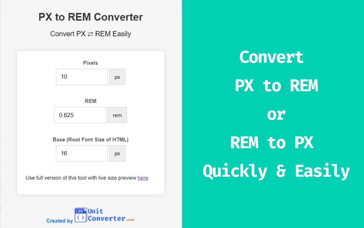 PX to REM Converter chrome谷歌浏览器插件_扩展第2张截图