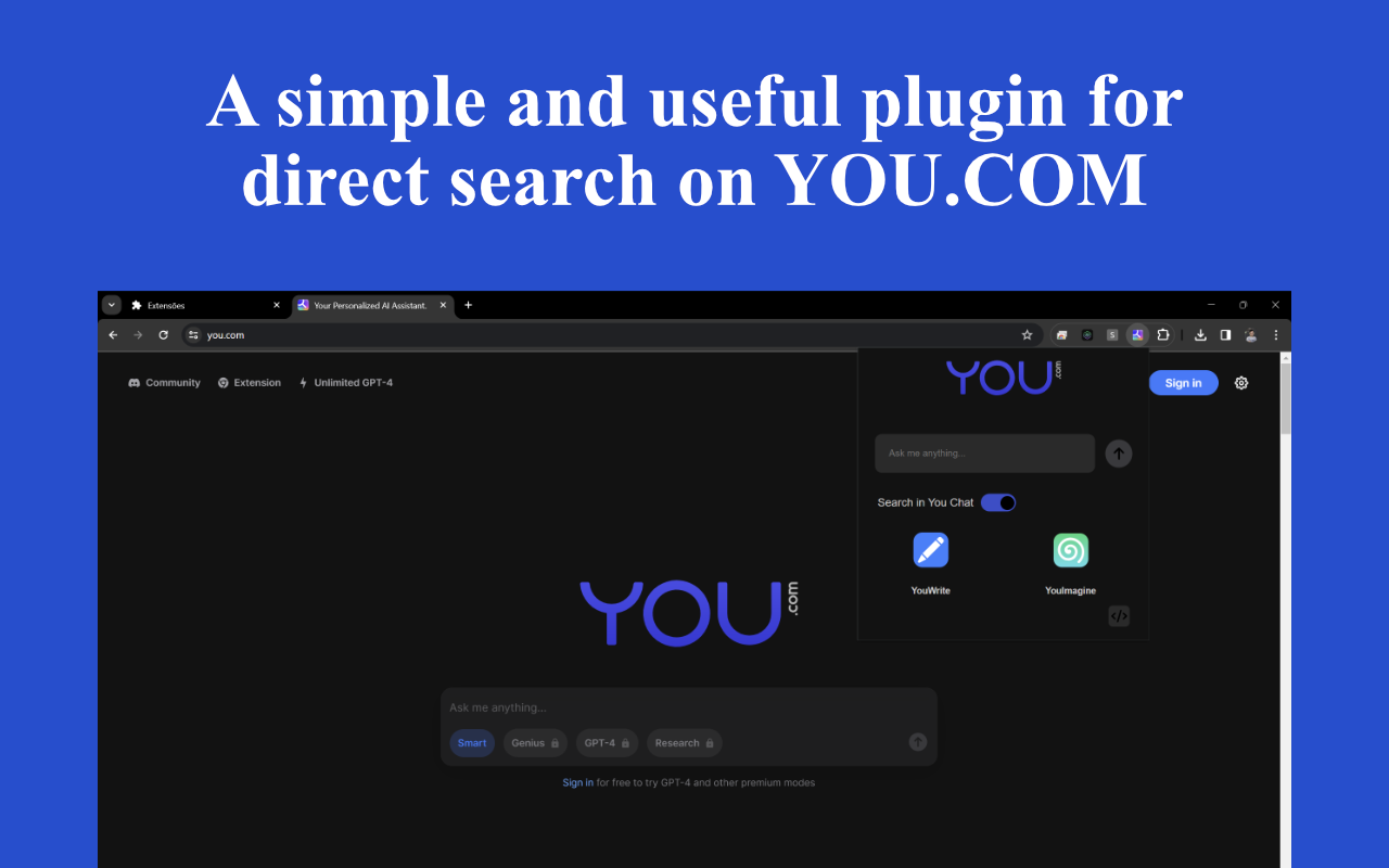 You.com Plugin chrome谷歌浏览器插件_扩展第2张截图