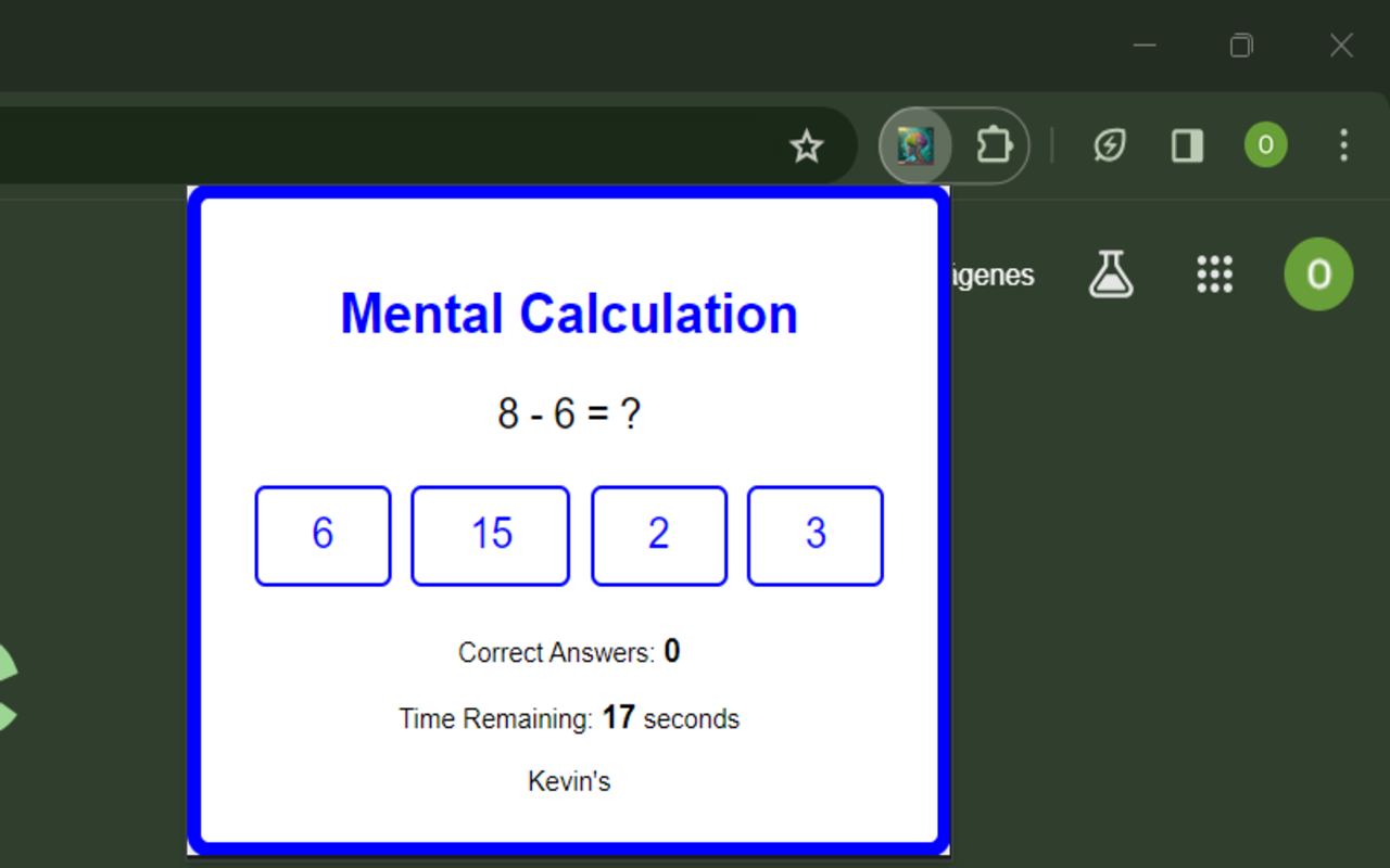 Mental Calculation chrome谷歌浏览器插件_扩展第1张截图