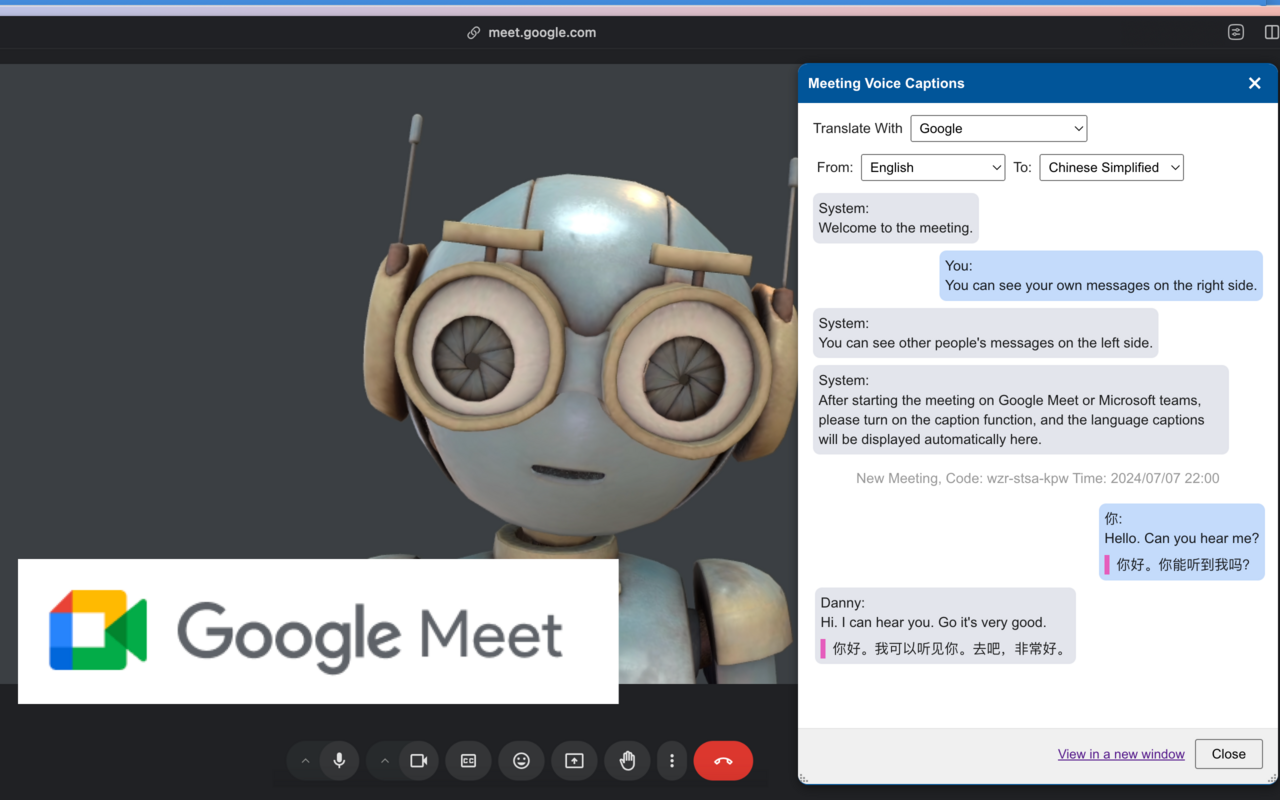 Meeting Voice Captions Translate chrome谷歌浏览器插件_扩展第1张截图