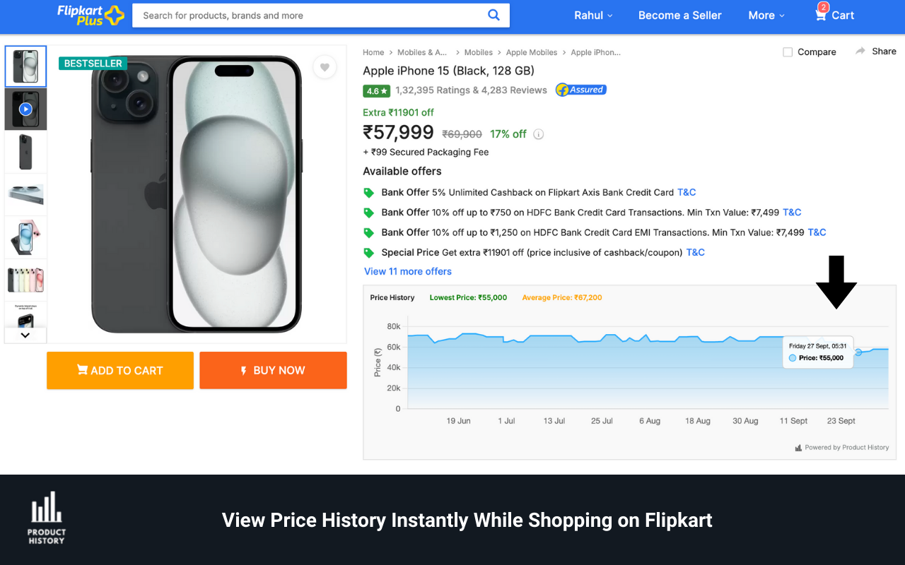 Product History Price Tracker for Flipkart & Amazon chrome谷歌浏览器插件_扩展第3张截图