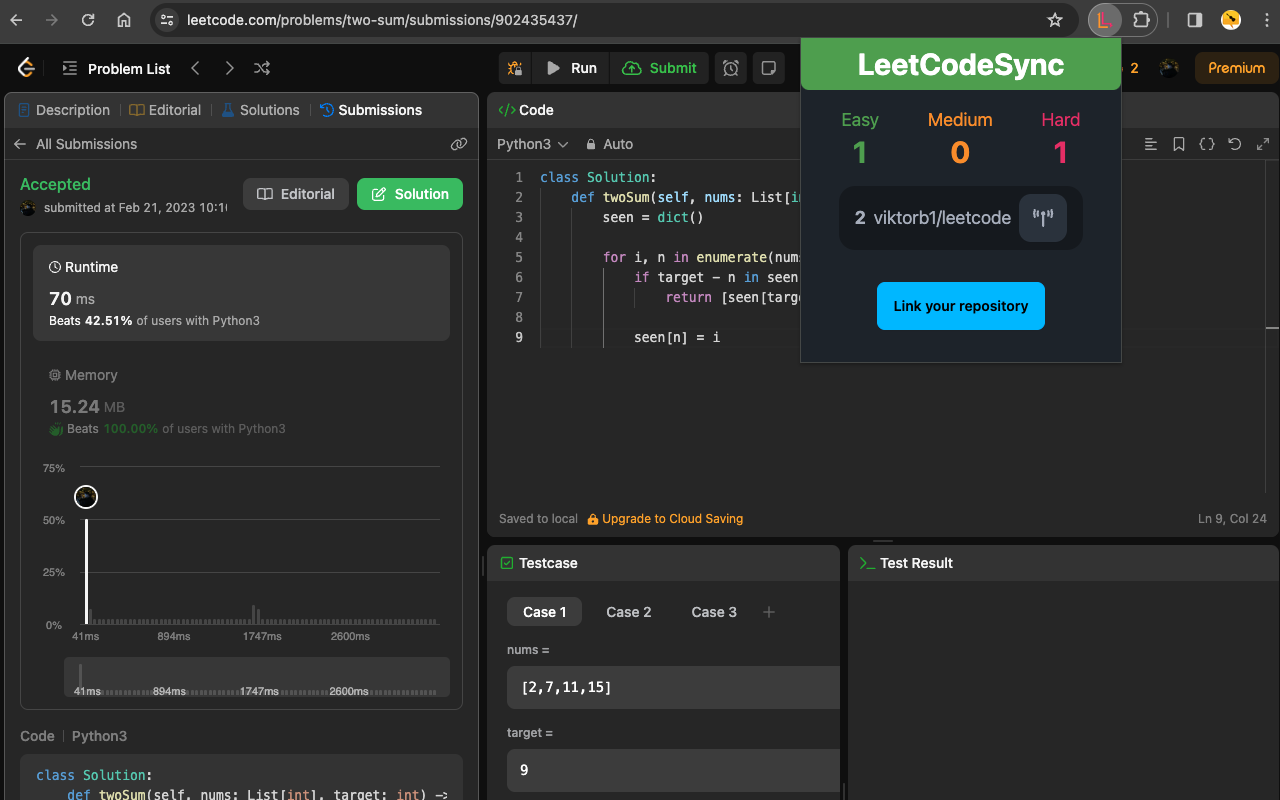LeetCode Sync - Sync your Leetcode solutions to Github chrome谷歌浏览器插件_扩展第3张截图