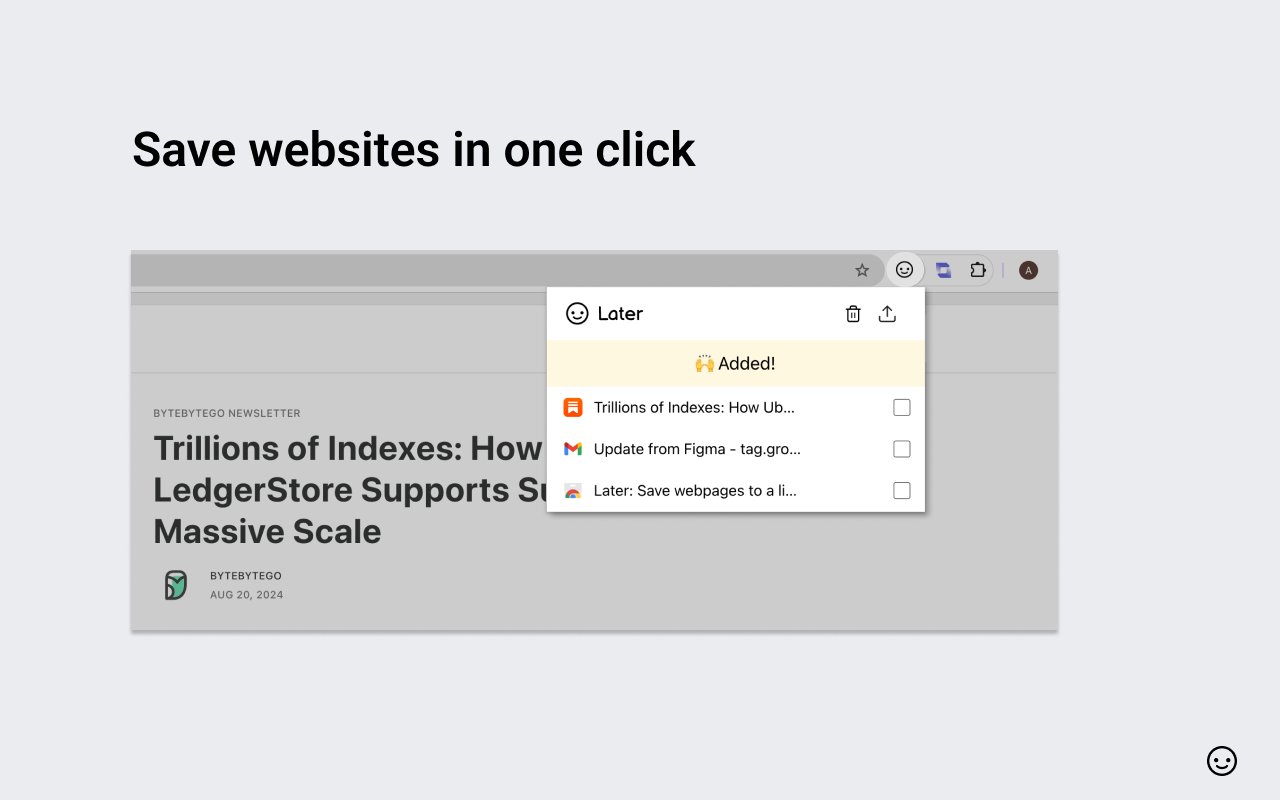 Later: Save webpages to a list chrome谷歌浏览器插件_扩展第4张截图