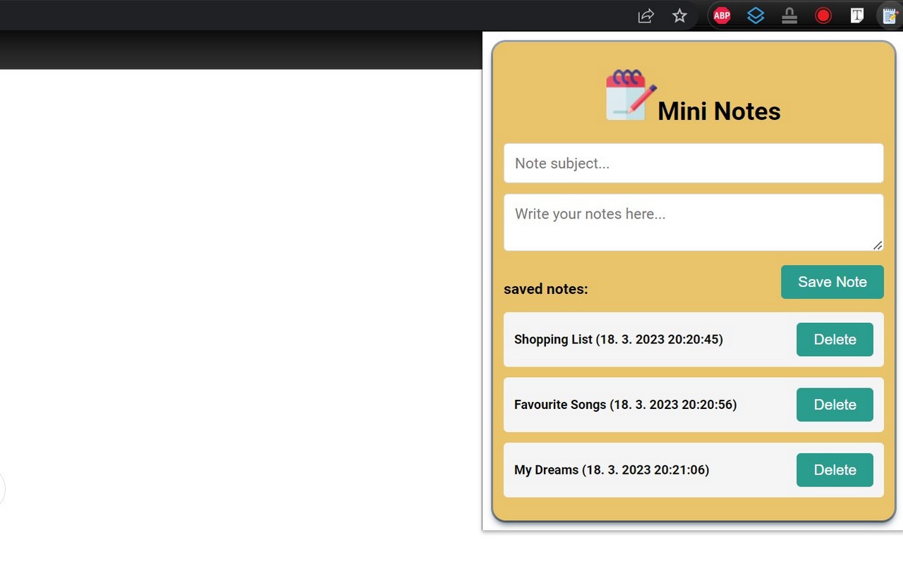 Mini Notes chrome谷歌浏览器插件_扩展第1张截图