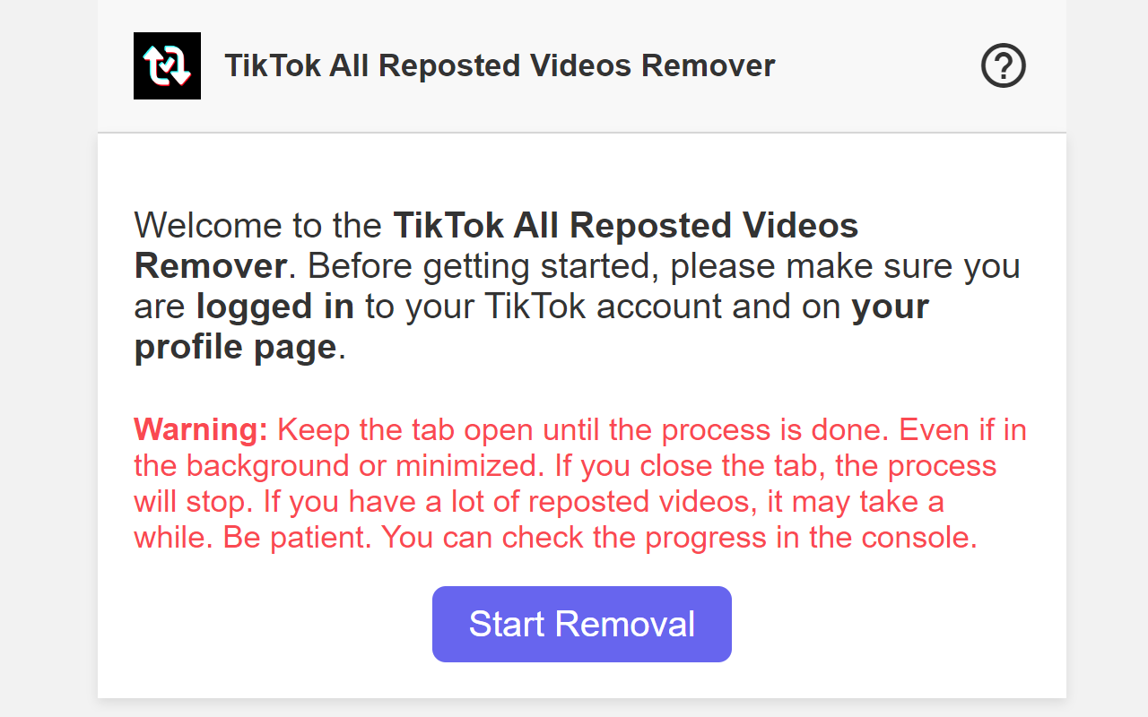 TikTok All Reposted Videos Remover chrome谷歌浏览器插件_扩展第1张截图