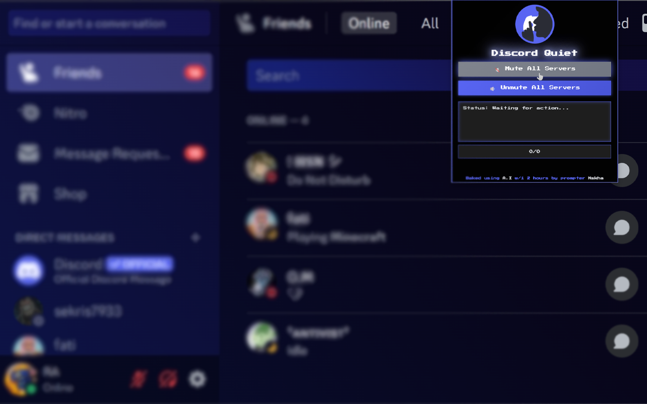 Discord Quiet - Mute/UnMute All Servers chrome谷歌浏览器插件_扩展第1张截图