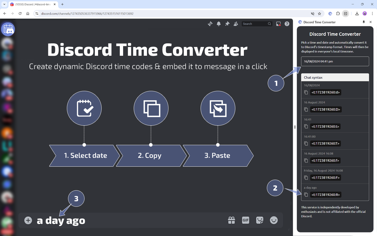 Discord 时间戳生成器 chrome谷歌浏览器插件_扩展第1张截图