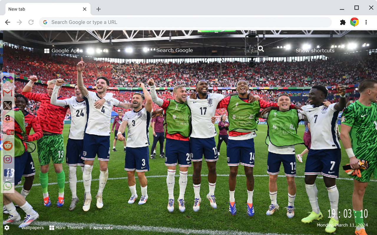 England National Football Team Euro 2024 New Tab Extension chrome谷歌浏览器插件_扩展第1张截图