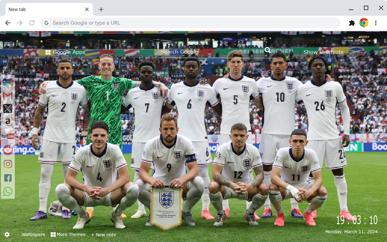 England National Football Team Euro 2024 New Tab Extension chrome谷歌浏览器插件_扩展第4张截图