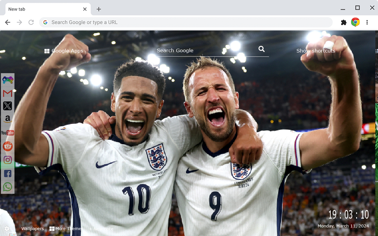 England National Football Team Euro 2024 New Tab Extension chrome谷歌浏览器插件_扩展第5张截图