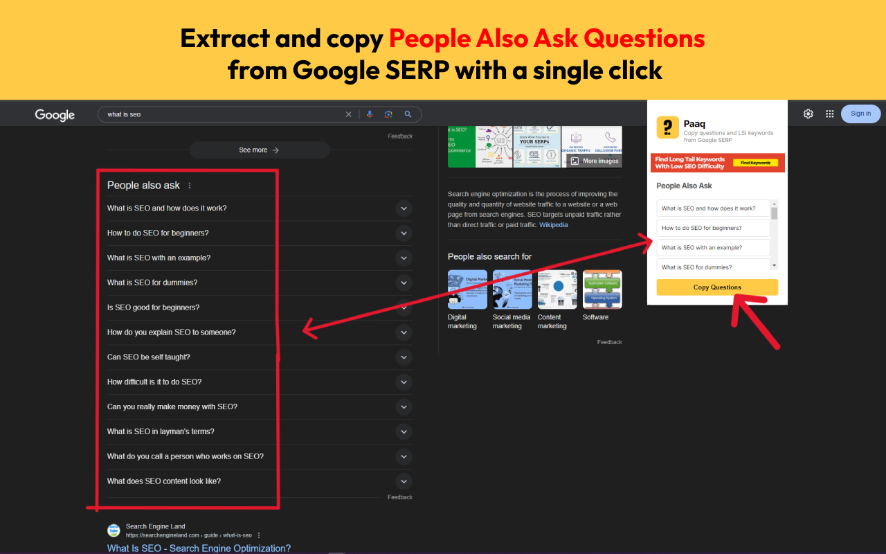 PaaQ: Extract People Also Ask questions from Google SERP chrome谷歌浏览器插件_扩展第1张截图