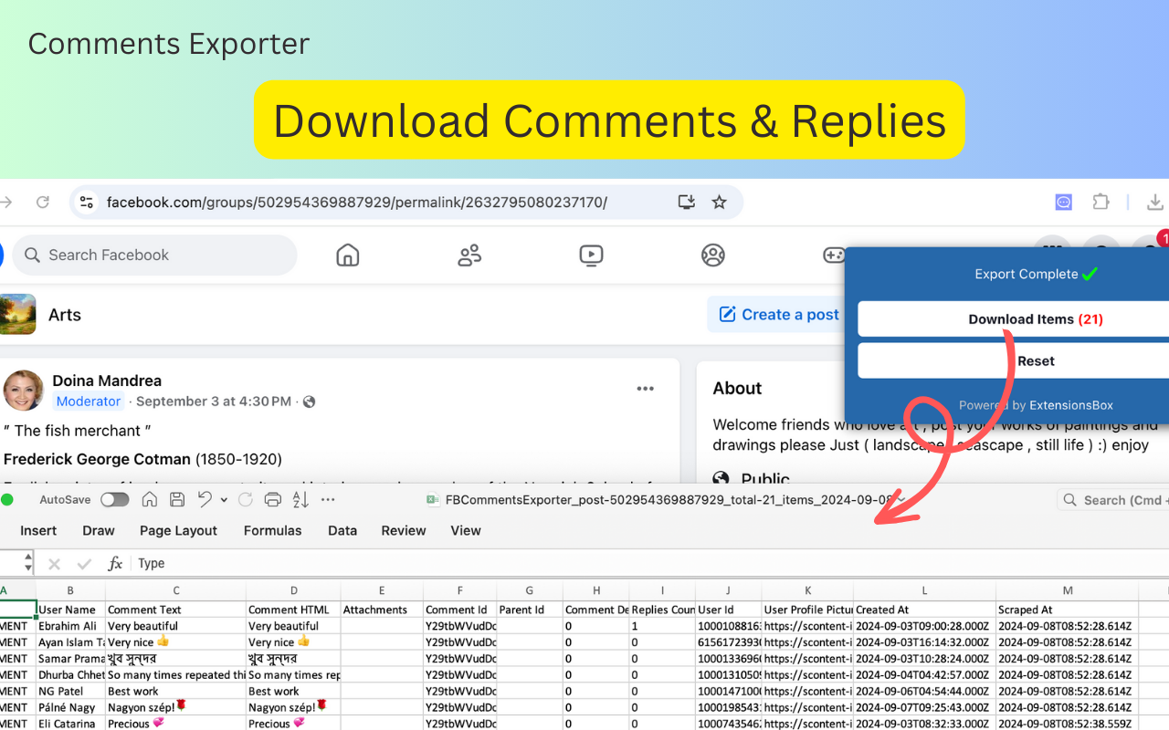 Comments Data Exporter chrome谷歌浏览器插件_扩展第2张截图