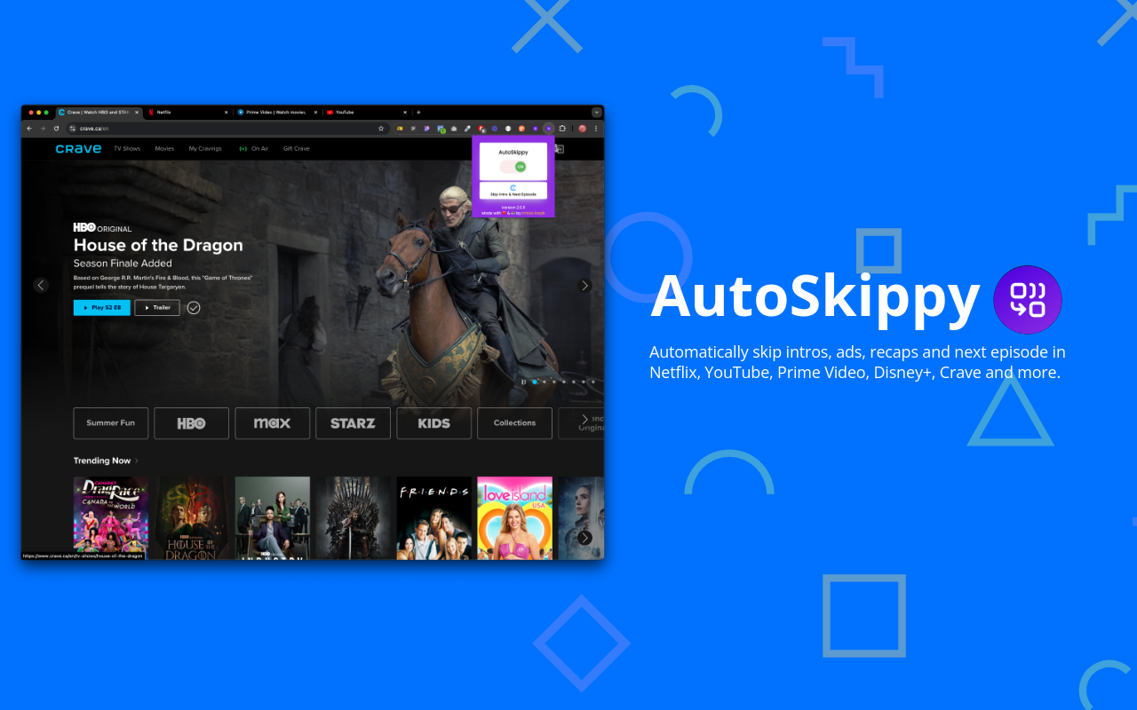 AutoSkippy | Skip Intros, Ads, Recaps & Next Episode chrome谷歌浏览器插件_扩展第1张截图