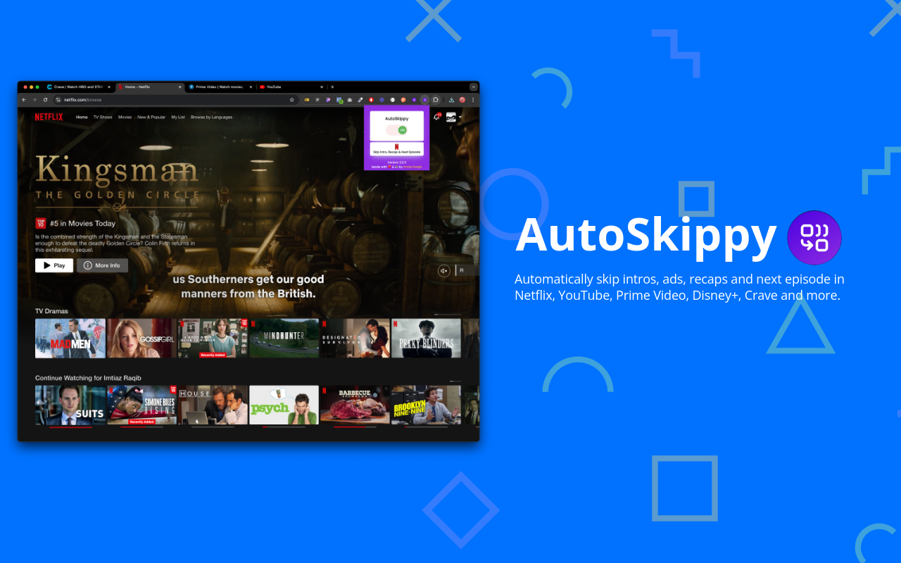 AutoSkippy | Skip Intros, Ads, Recaps & Next Episode chrome谷歌浏览器插件_扩展第2张截图