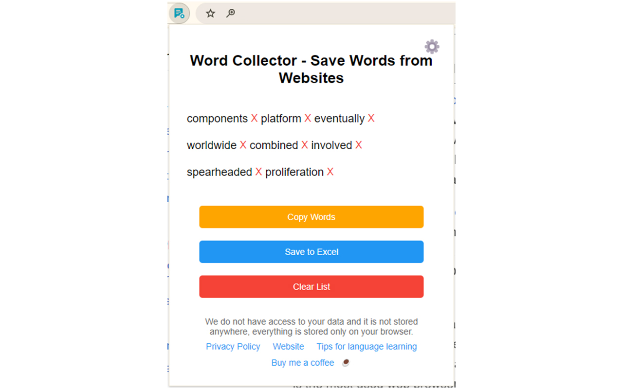单词收集器 - 从网站保存单词 chrome谷歌浏览器插件_扩展第5张截图