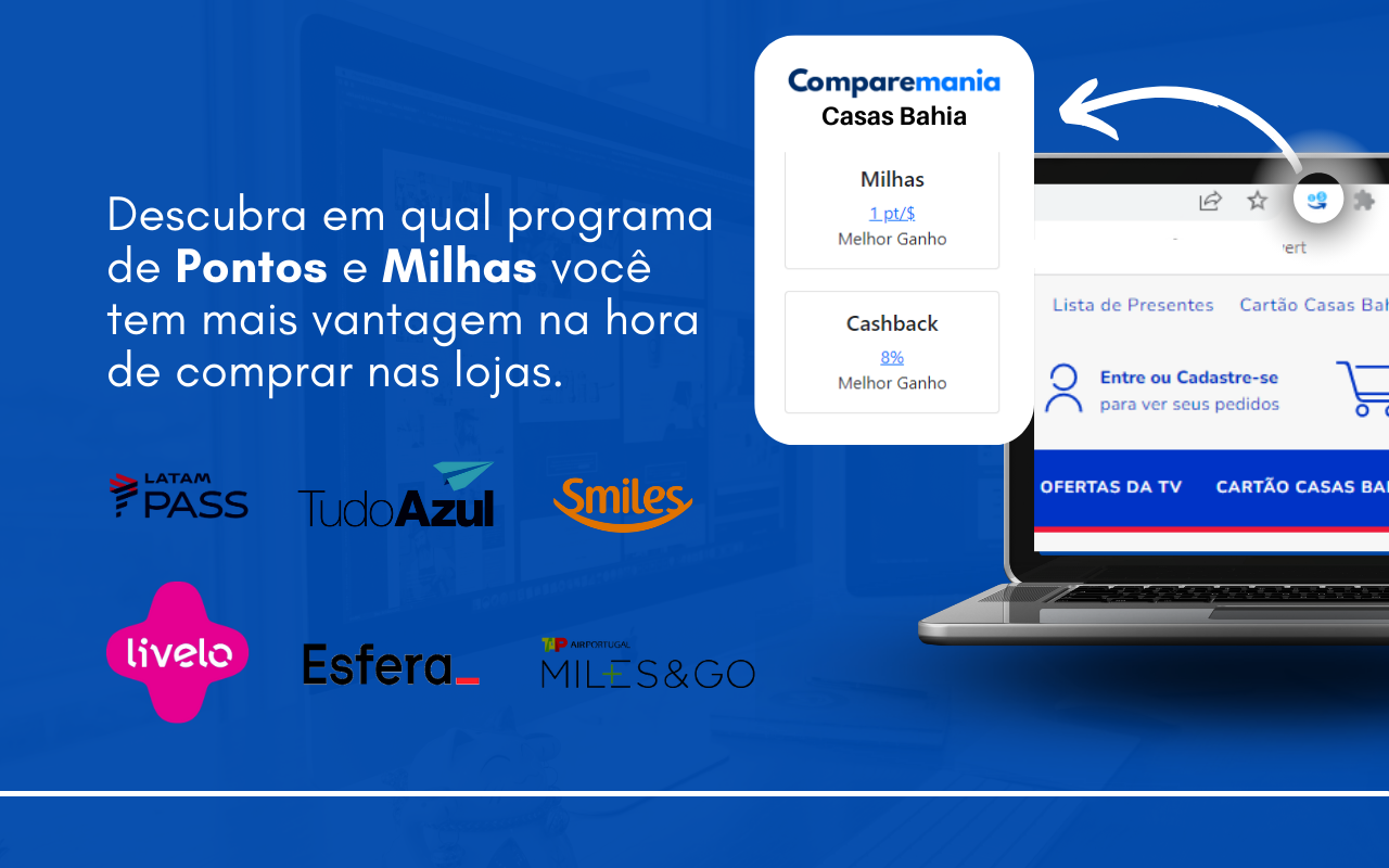 Comparemania - Cashback, Pontos e Milhas chrome谷歌浏览器插件_扩展第4张截图