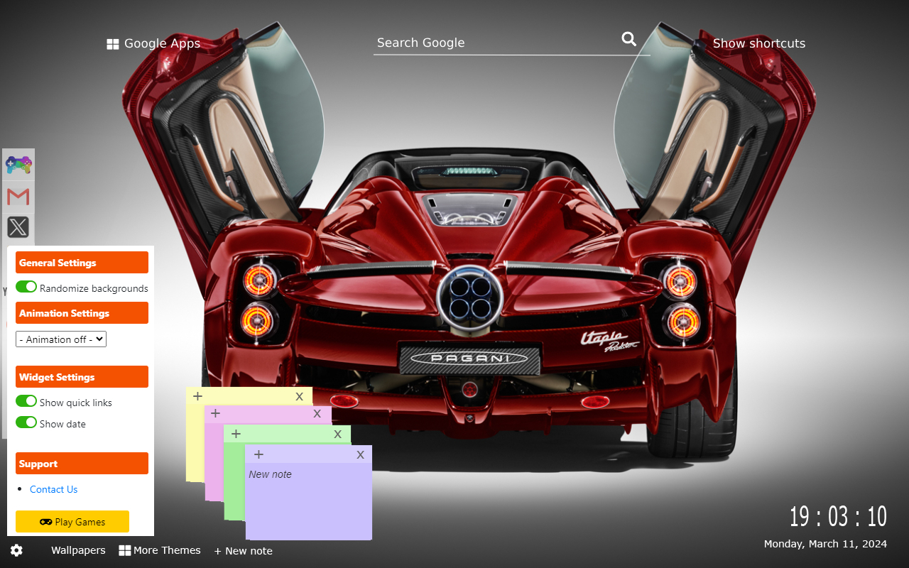 Pagani Utopia Roadster Wallpapers New Tab by Gameograf chrome谷歌浏览器插件_扩展第1张截图