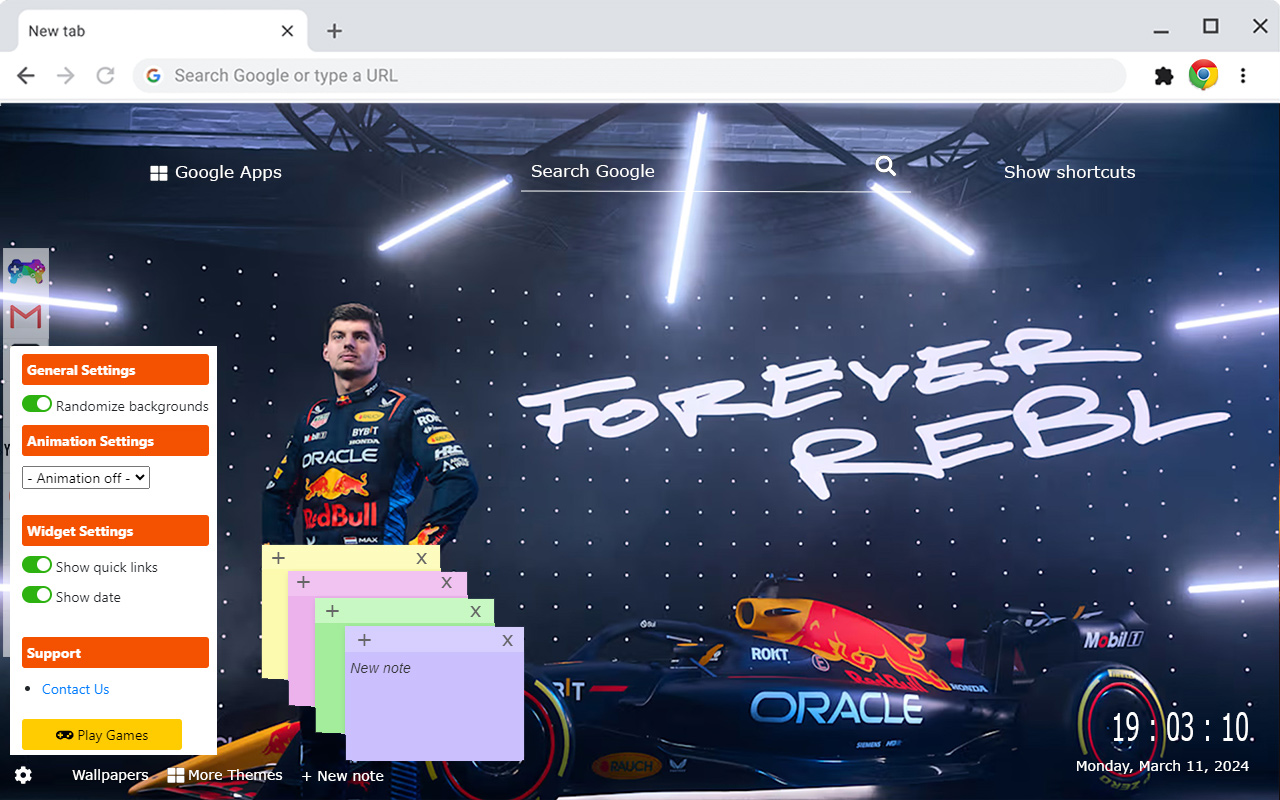 Red Bull Formula 1 Car Wallpapers New Tab by Gameograf chrome谷歌浏览器插件_扩展第2张截图