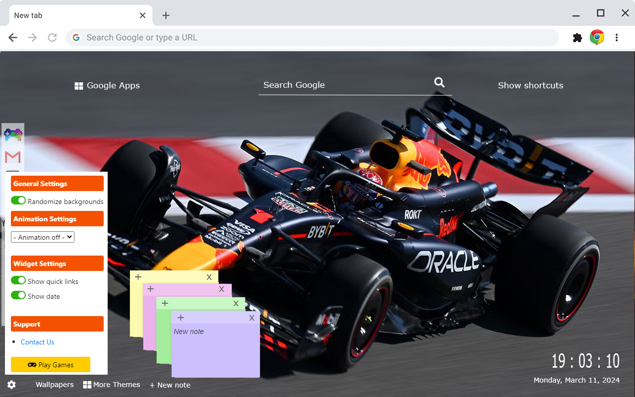 Red Bull Formula 1 Car Wallpapers New Tab by Gameograf chrome谷歌浏览器插件_扩展第3张截图