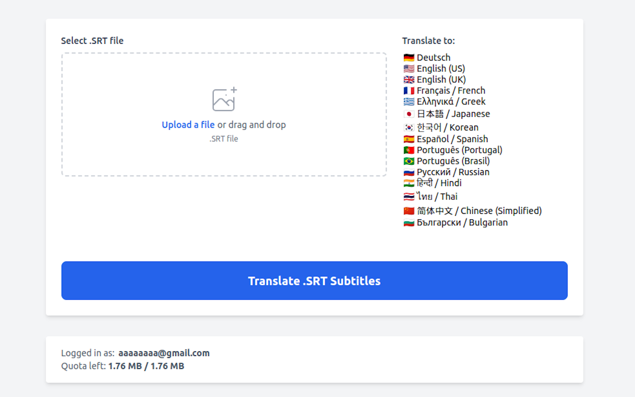 Translate .SRT Subtitle Files with ChatGPT chrome谷歌浏览器插件_扩展第2张截图