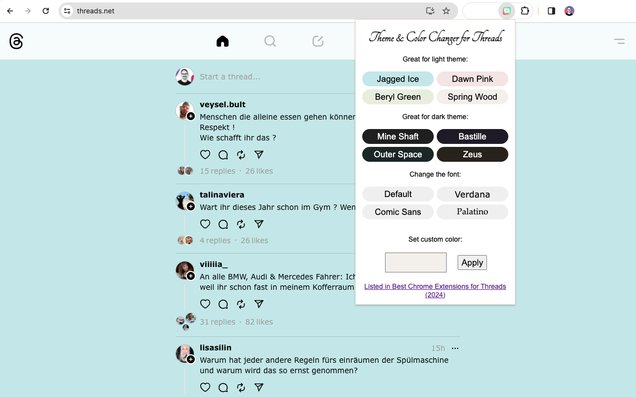 Theme & Color Changer for Threads chrome谷歌浏览器插件_扩展第2张截图