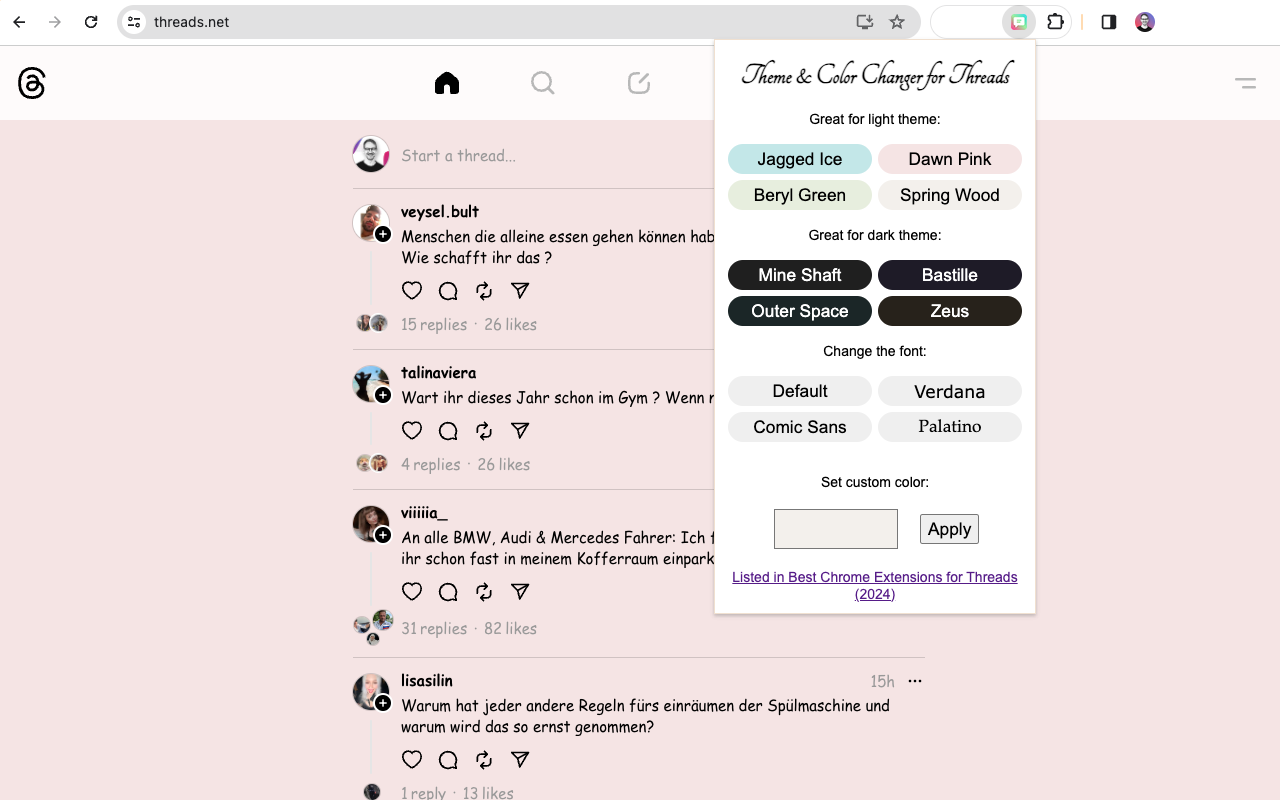 Theme & Color Changer for Threads chrome谷歌浏览器插件_扩展第3张截图