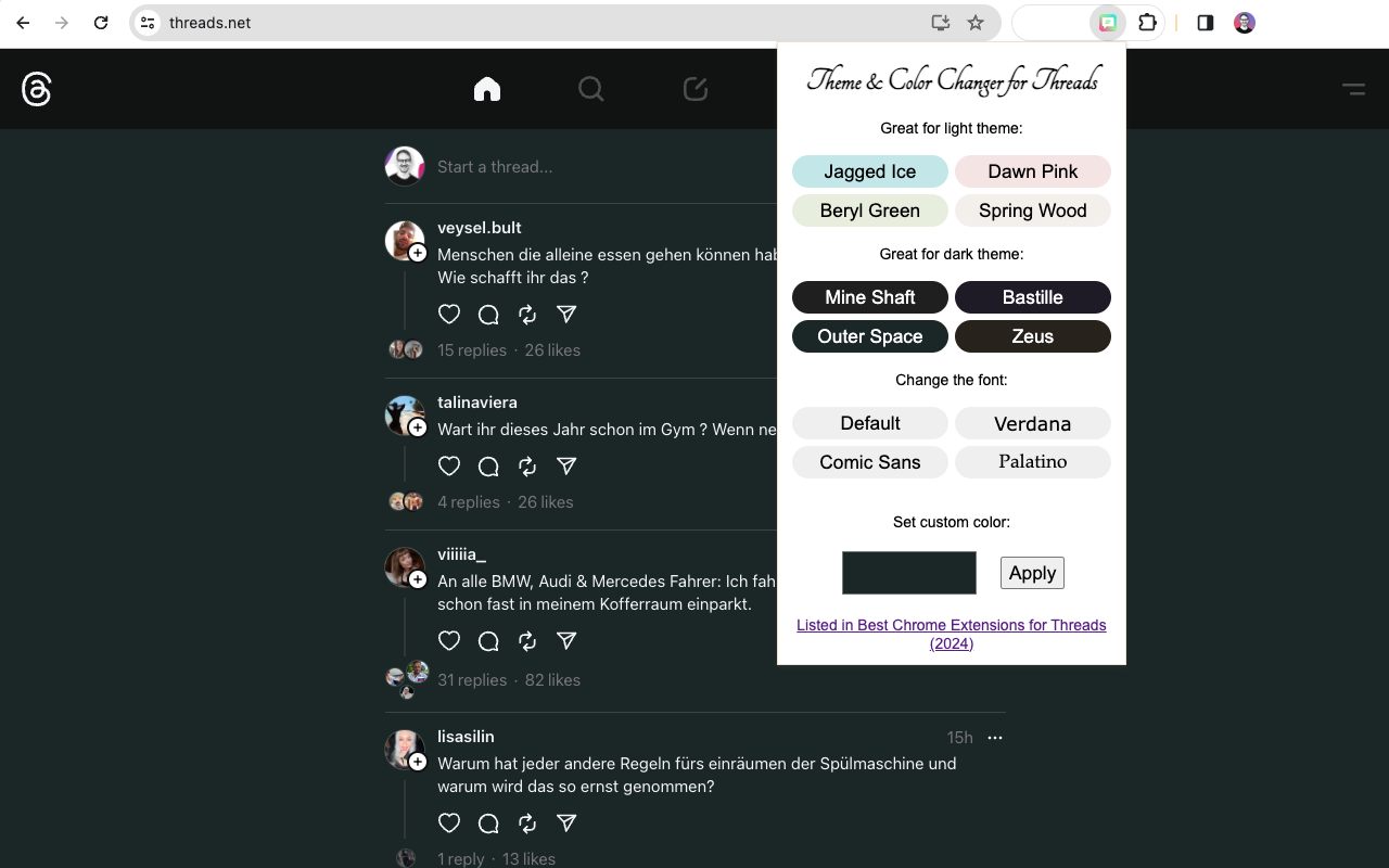 Theme & Color Changer for Threads chrome谷歌浏览器插件_扩展第4张截图