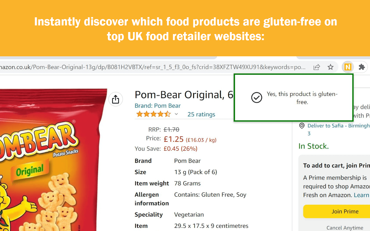 Gluten-Free Detector (UK) chrome谷歌浏览器插件_扩展第3张截图