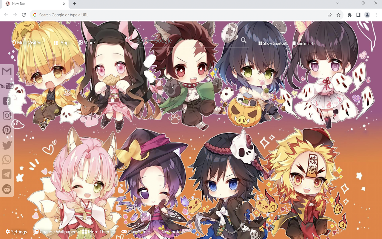 Demon Slayer Chibi Wallpaper New Tab chrome谷歌浏览器插件_扩展第2张截图