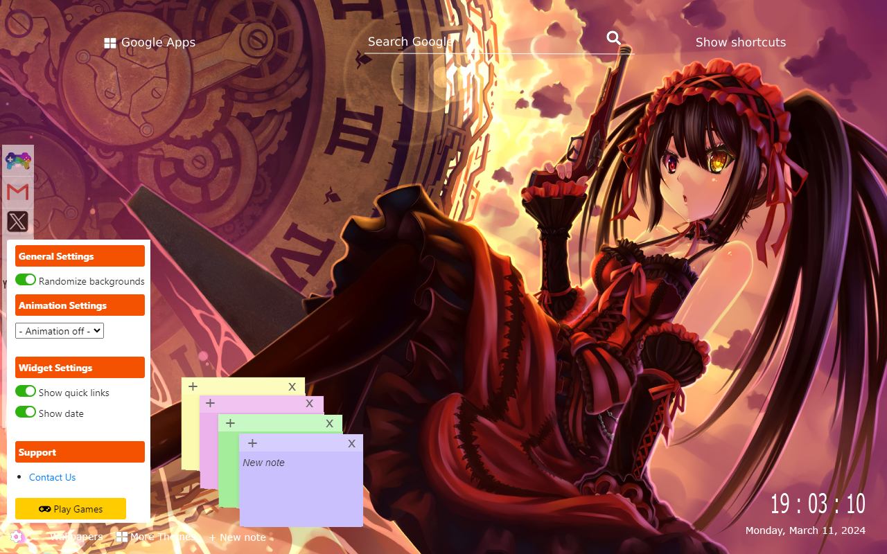 Kurumi Tokisaki Wallpapes New Tab by Gameograf chrome谷歌浏览器插件_扩展第3张截图