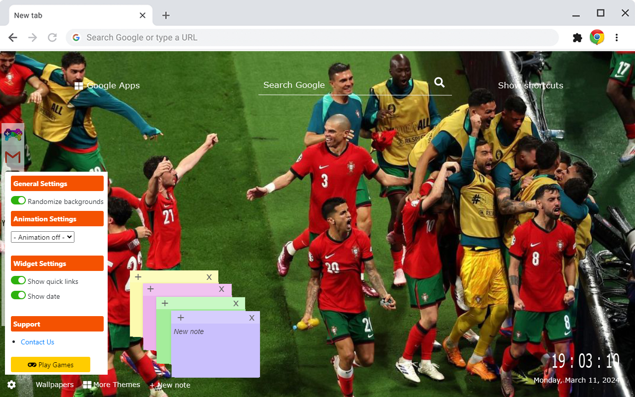 Portugal National Football Team Euro 2024 New Tab Extension chrome谷歌浏览器插件_扩展第5张截图