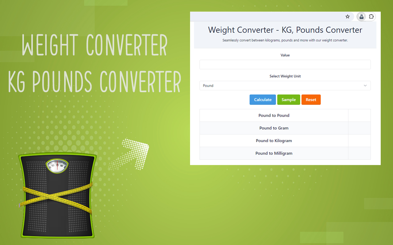 Weight Converter - KG, Pounds Converter chrome谷歌浏览器插件_扩展第2张截图