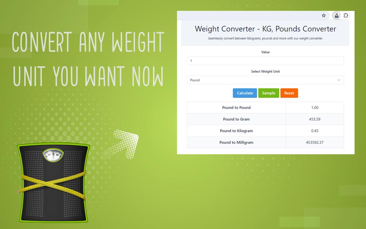 Weight Converter - KG, Pounds Converter chrome谷歌浏览器插件_扩展第3张截图