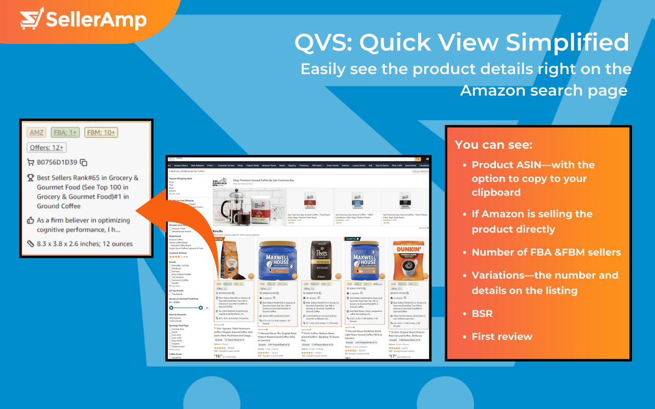 SellerAmp QVS - Quick View Simplified chrome谷歌浏览器插件_扩展第3张截图