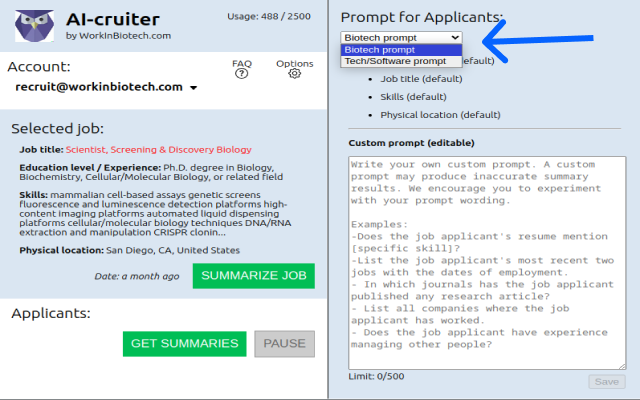 AI-cruiter by WorkInBiotech.com chrome谷歌浏览器插件_扩展第1张截图