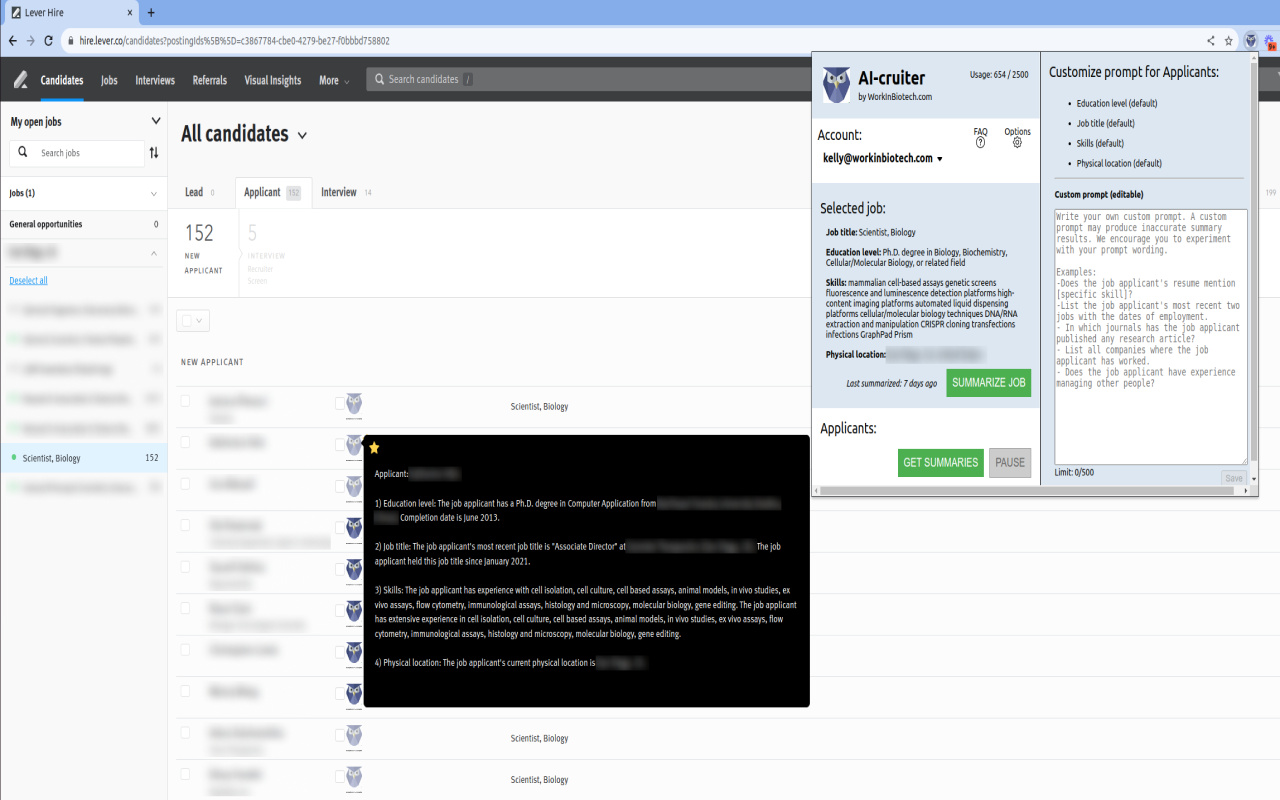 AI-cruiter by WorkInBiotech.com chrome谷歌浏览器插件_扩展第4张截图