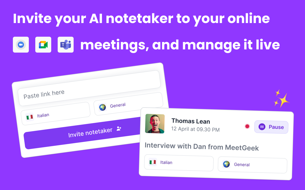 MeetGeek: AI meeting summaries and transcription chrome谷歌浏览器插件_扩展第2张截图