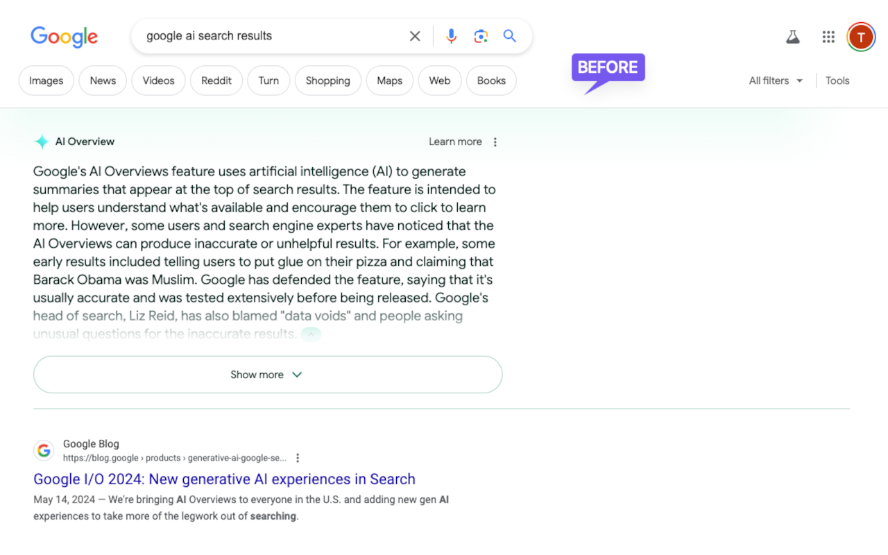 Google AI Results Blocker chrome谷歌浏览器插件_扩展第1张截图