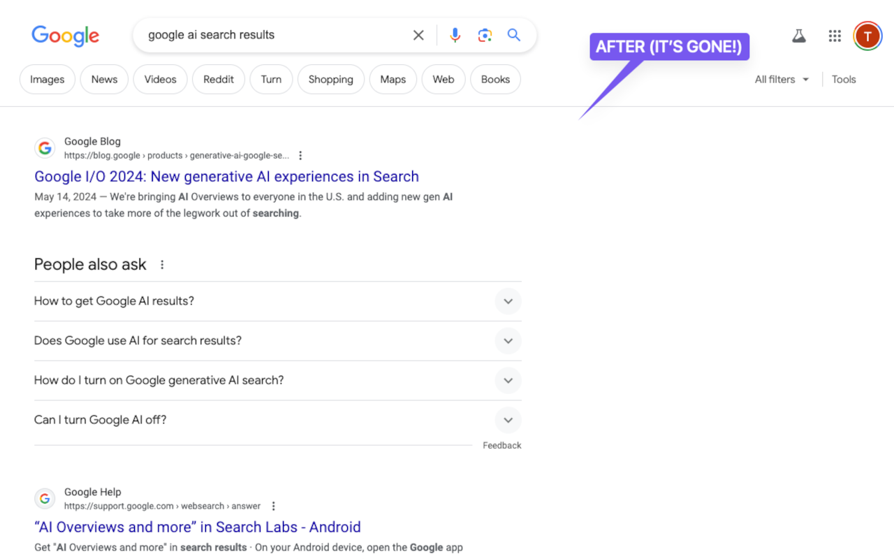 Google AI Results Blocker chrome谷歌浏览器插件_扩展第2张截图