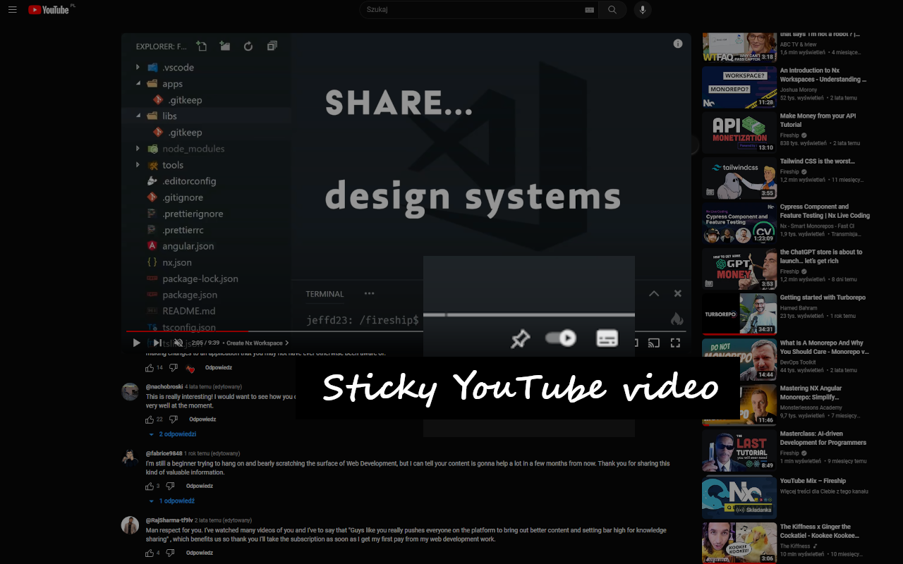 Sticky YouTube video chrome谷歌浏览器插件_扩展第1张截图