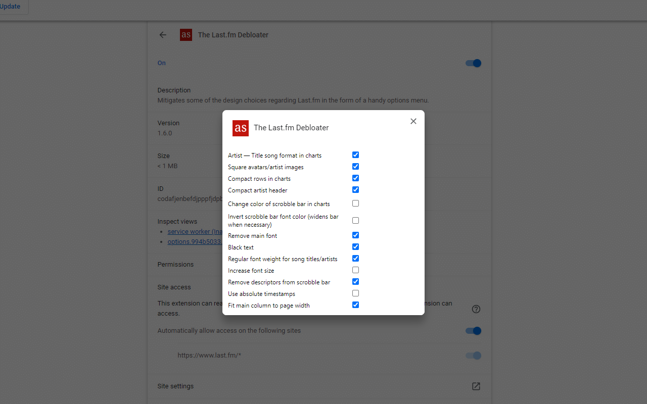 The Last.fm Debloater chrome谷歌浏览器插件_扩展第1张截图