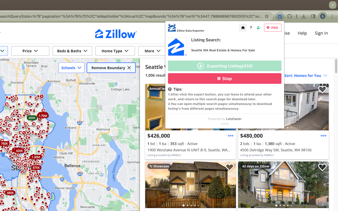 Zillow 数据导出器 chrome谷歌浏览器插件_扩展第4张截图