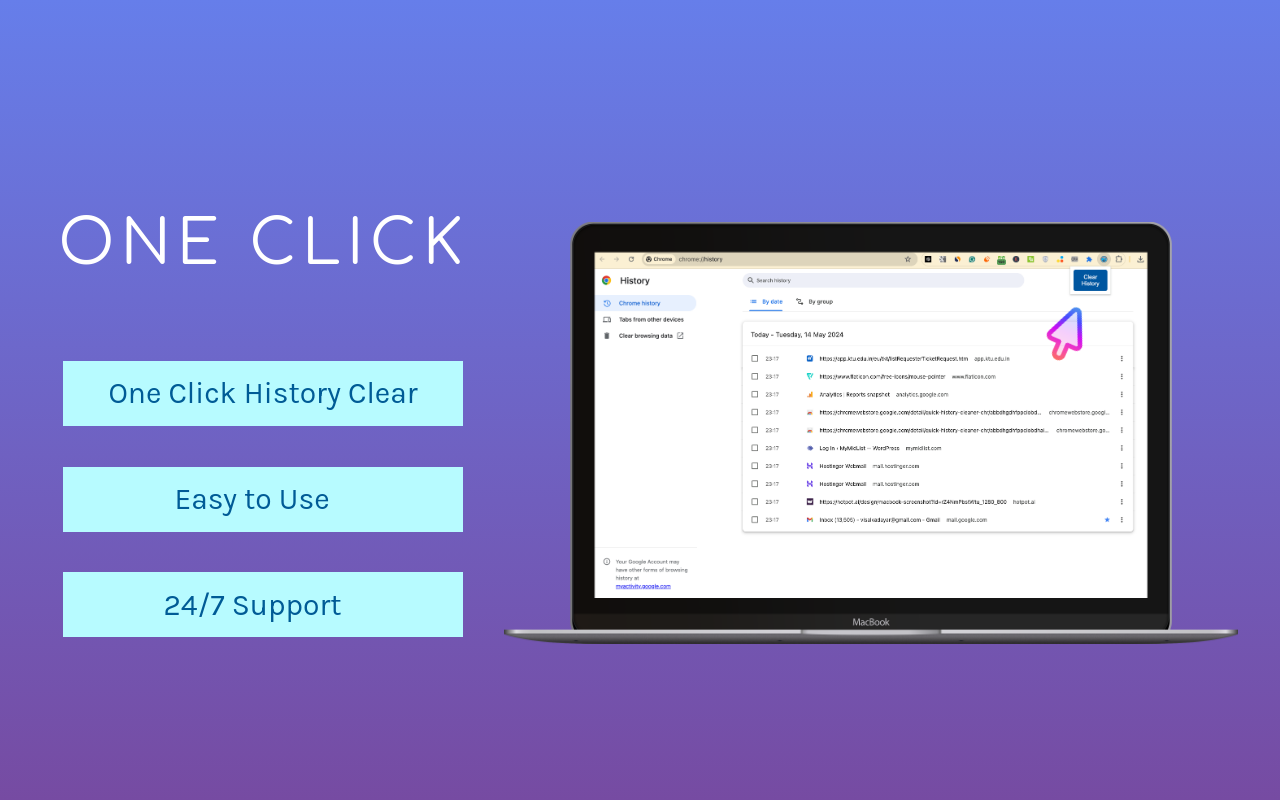 Quick History Cleaner - Chrome Browsing History Cleaner chrome谷歌浏览器插件_扩展第1张截图