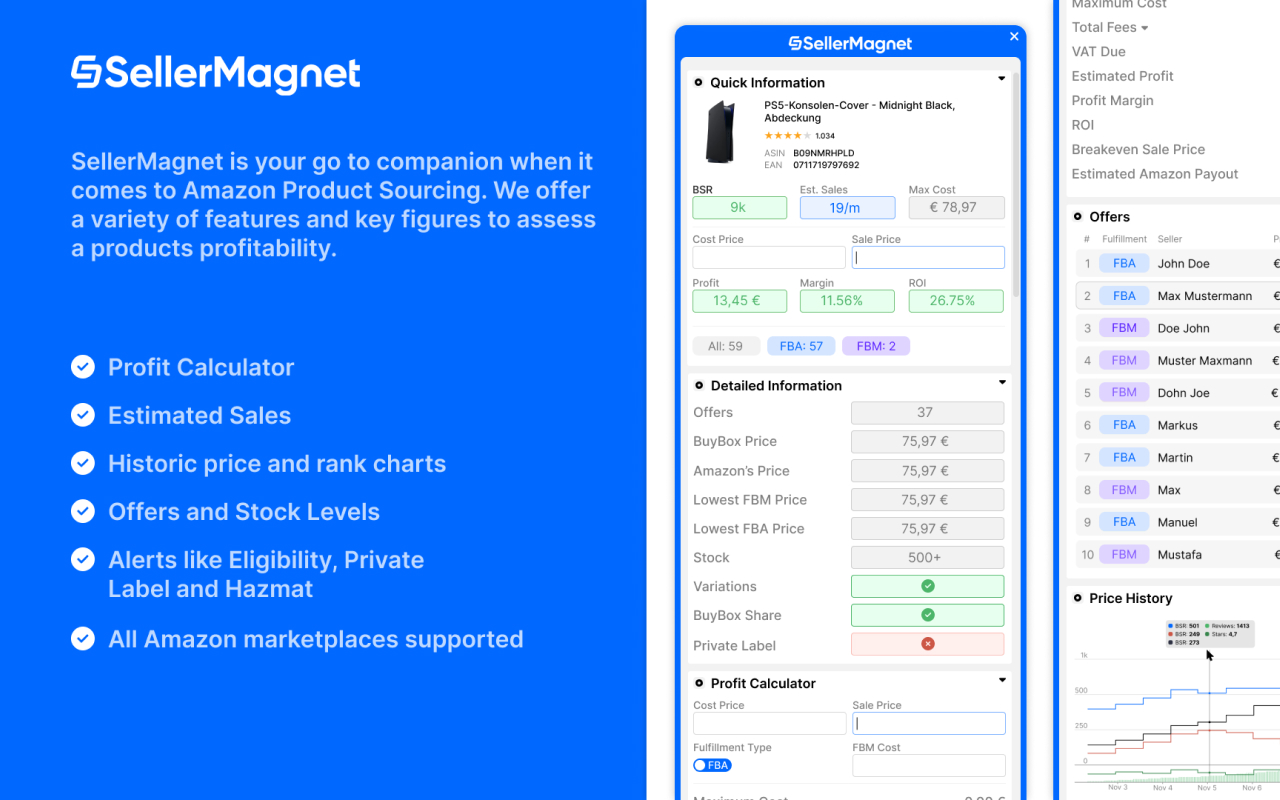 SellerMagnet - Amazon FBA/FBM Sourcer Tool chrome谷歌浏览器插件_扩展第2张截图