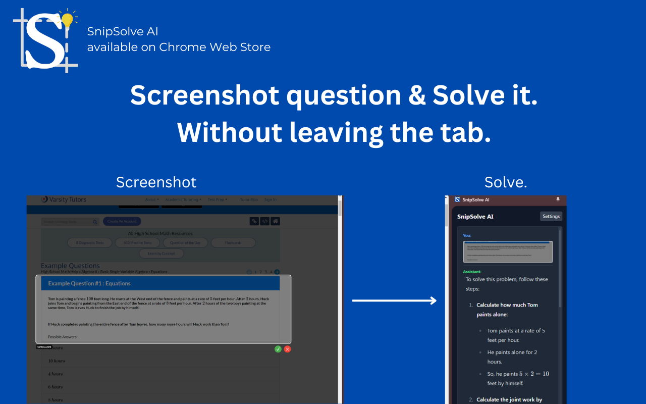 SnipSolve AI - Screenshot questions & solve with GPT-4 Vision chrome谷歌浏览器插件_扩展第2张截图