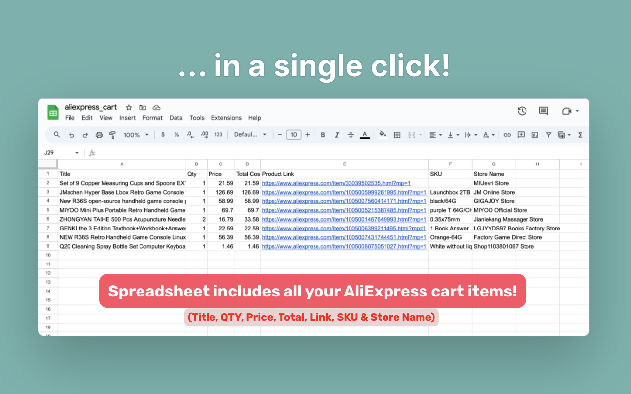 Ali Cart Export: Export your AliExpress cart to CSV chrome谷歌浏览器插件_扩展第2张截图