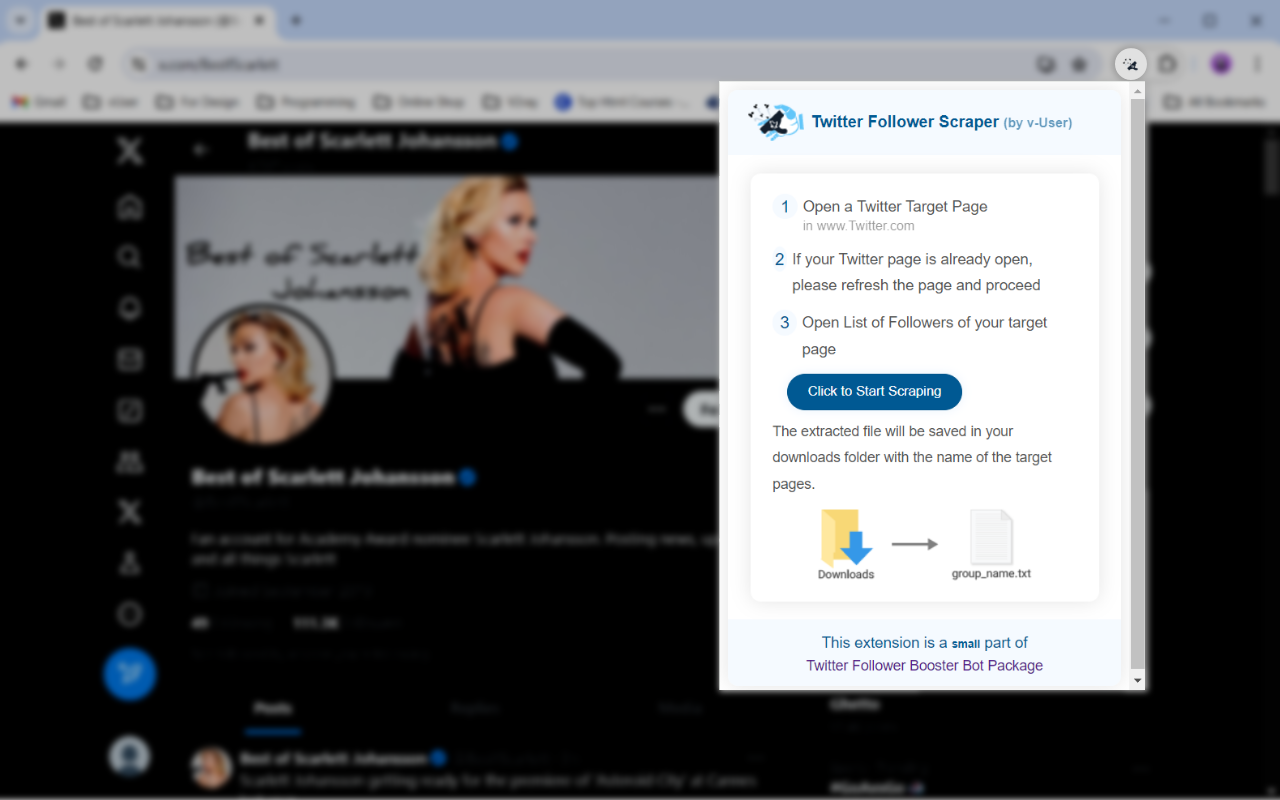 Twitter Follower Scraper (by v-User) chrome谷歌浏览器插件_扩展第3张截图