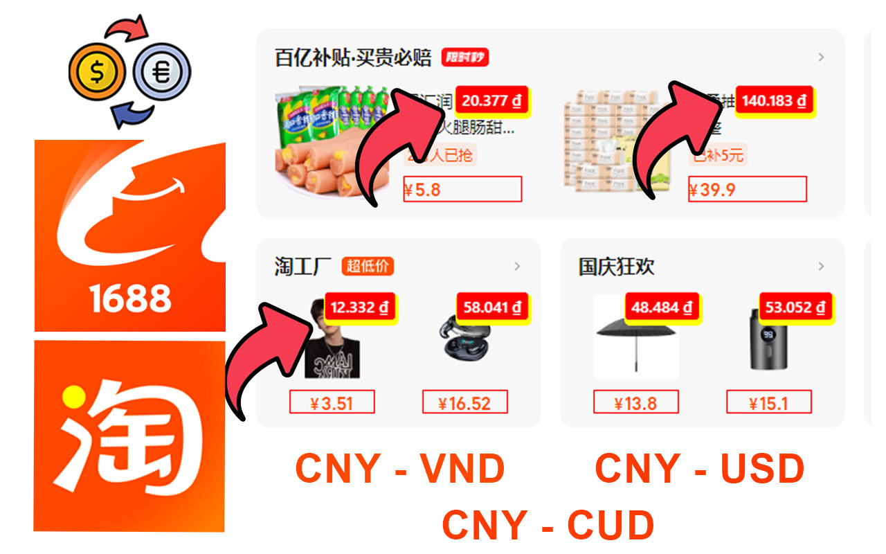 CNY Converter - Chuyển đổi tiền tệ taobao,1688 chrome谷歌浏览器插件_扩展第1张截图